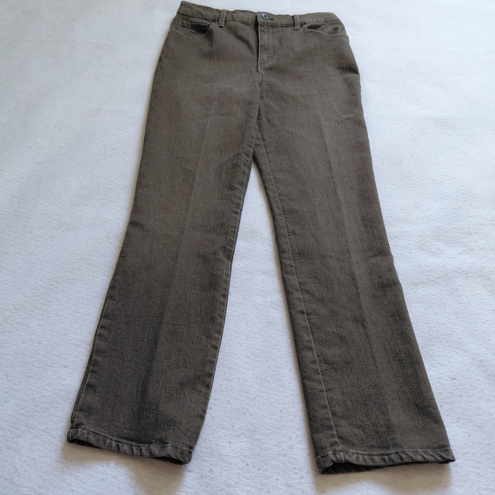 Gloria Vanderbilt Womens Amanda Jeans Brown Petite 8P Bootcut Stretch Denim
